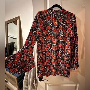 Flower print free people dress. Bell sleeves